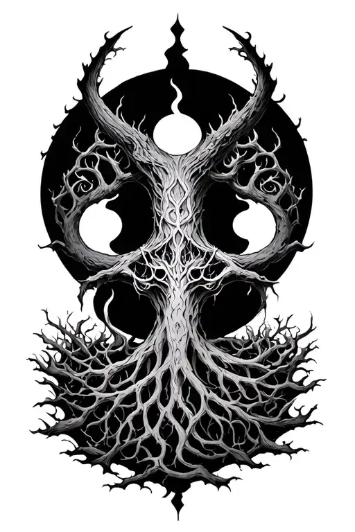 Yggdrasil And Naglfar Tattoo Design