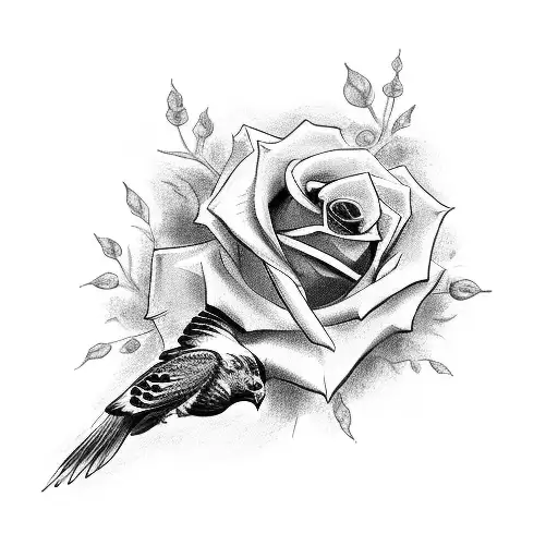 Cross With Roses And A Hawk
