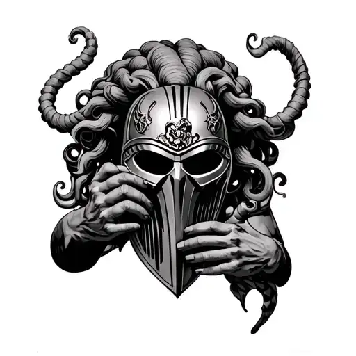 Medusa Holding Mask Of Mf Doom Marine Holding Imp