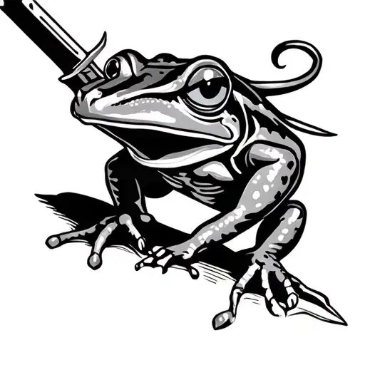 Frog Holding Knife