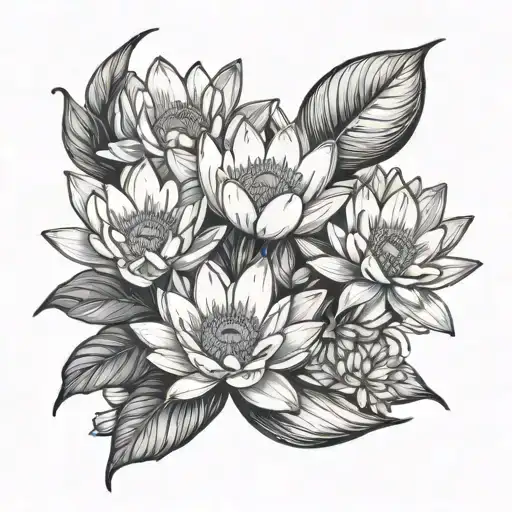 Water Lilly And Daisy Bouquet