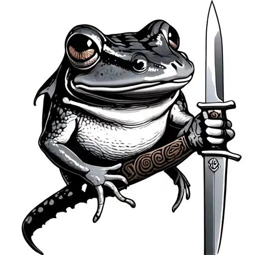Frog Holding Knife