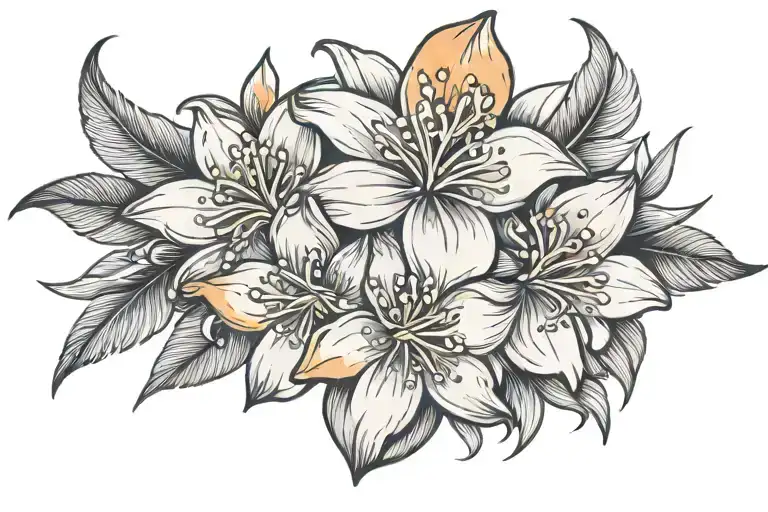 Orange Blossom Flower With Feather