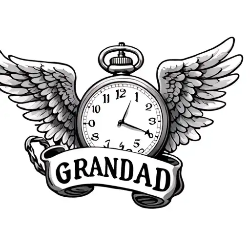 Pocket Watch With Angel Wings With The Word Grandad
