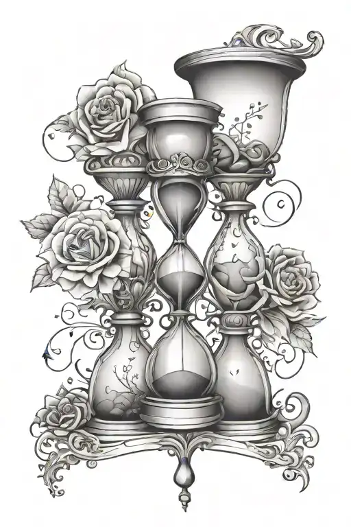 Hourglass Tattoo With Two Names Coming Out