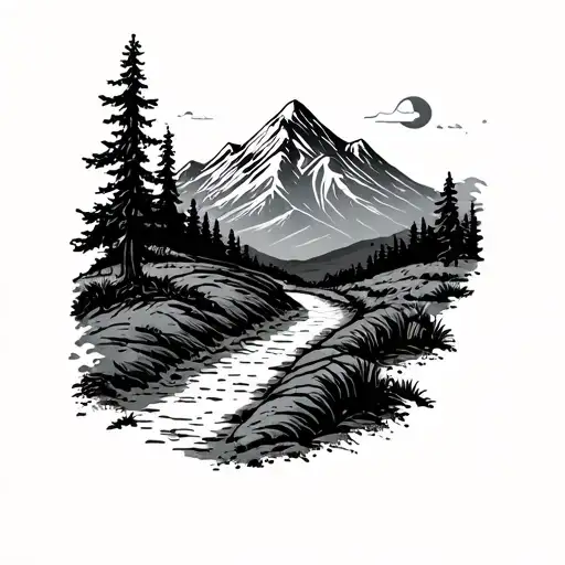 Dirt Path And Mountain Landscape