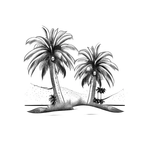 Two California Palm Trees Black And White