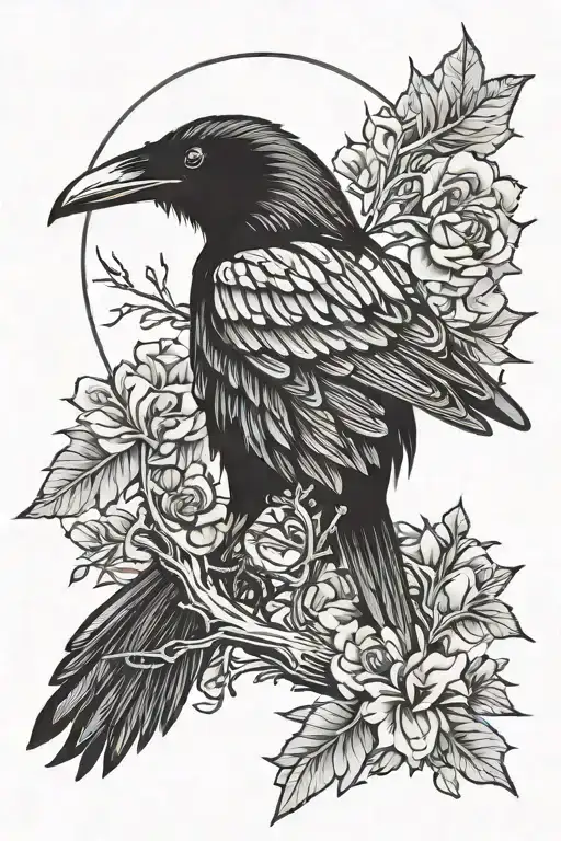 Raven Silhouette Filled