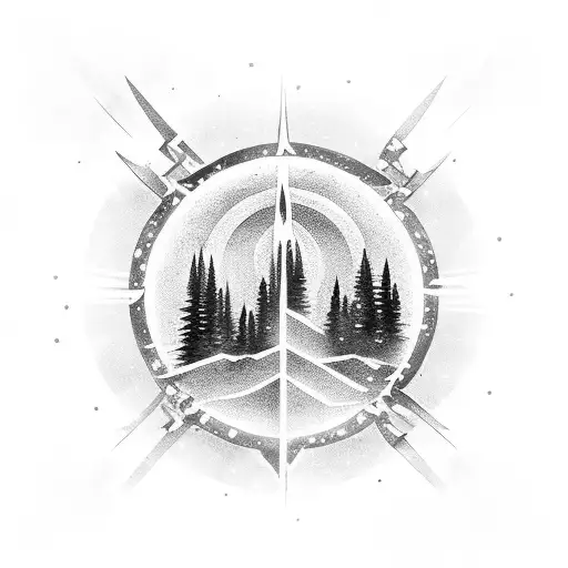 Northern Lights Combined With Protection Symbols