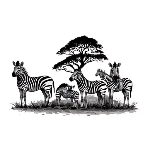 Zebras In African Village