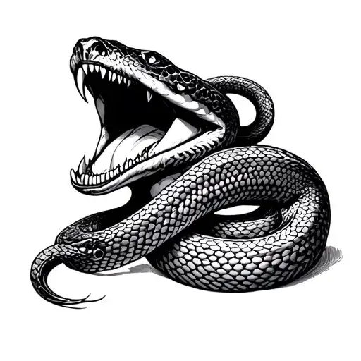 Excuse Tarot Card With Open Mouth Snake