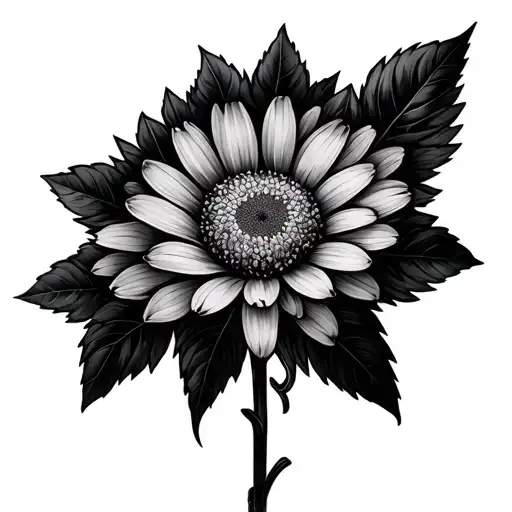 Aster Flower Large Black Leaves As Goth Girl