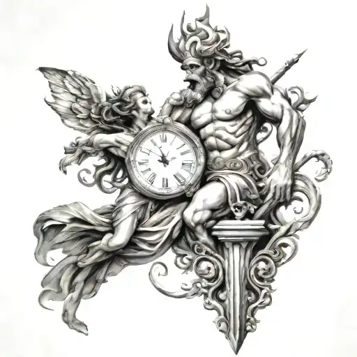 Poseidon And Clock Tower