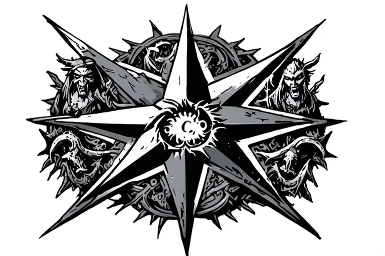 Chaos Star With Gods Of Chaos Emblents From Warhammer 40000