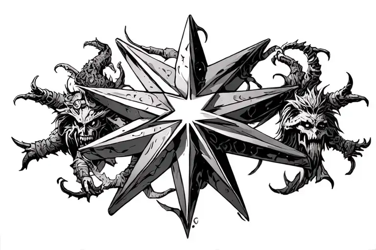 Chaos Star With Gods Of Chaos Emblents From Warhammer 40000