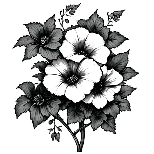 Marigold And Morning Glory Vine