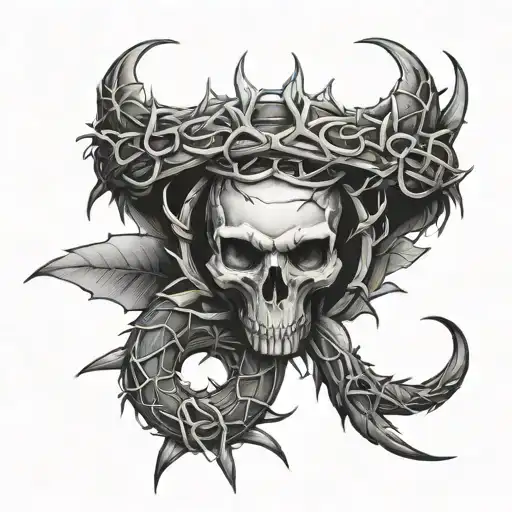 Crown Of Thorns And Snake And Moon
