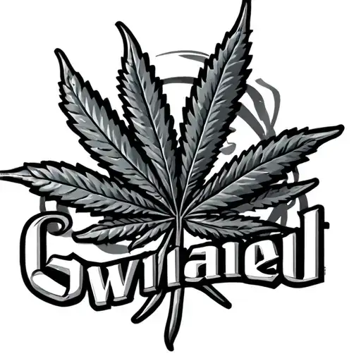 Weed Leaf Intertwined W Bullets Text