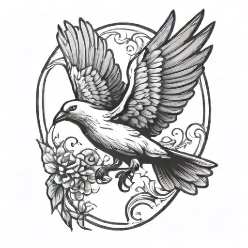 Half Dove Half Crow Flying