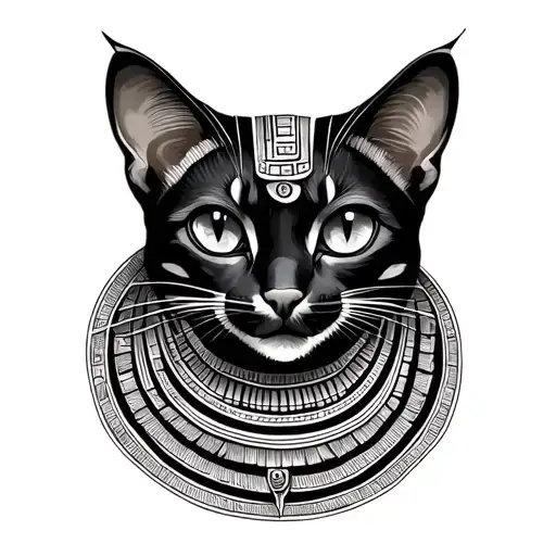 Egyptian Cat Black Fine Line Tattoo Otis Eye