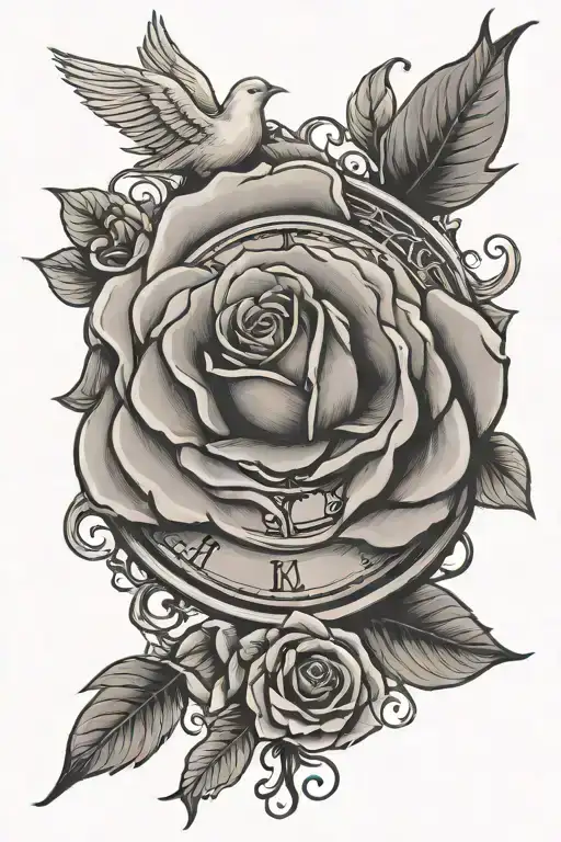 Single Rose Clock Dove