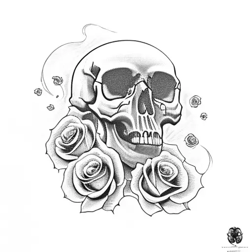 Skull With Roses And Pocket Watch