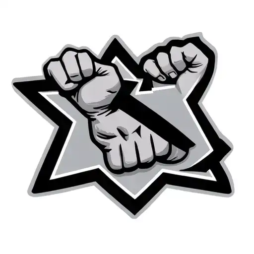 Communist Star And Fist Raised