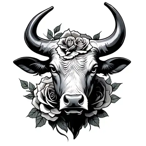 Bull And Roses