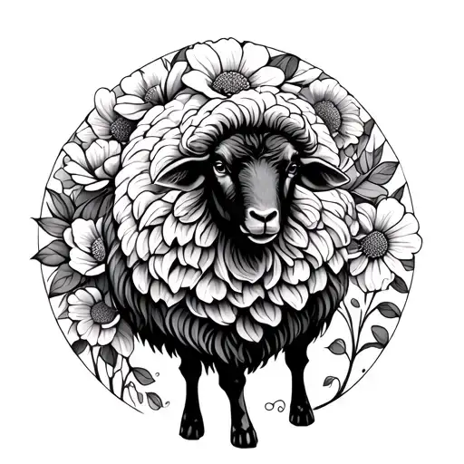 Black Sheep With Flowers