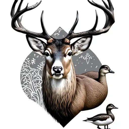Outdoor Themed Deer And Ducks