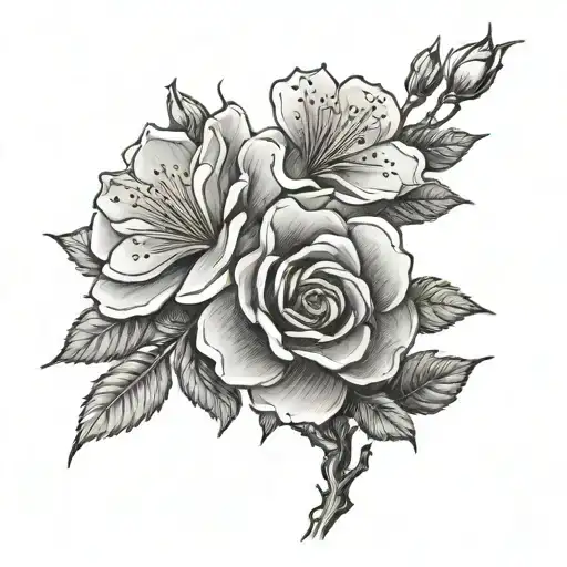 Rose Bush Morphing Cherry Blossom