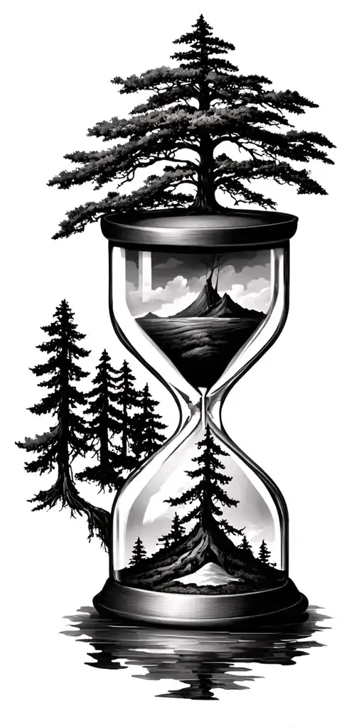 Hourglass With Cypress Trees