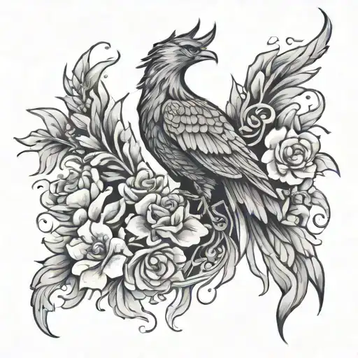 Phoenix And Flowers