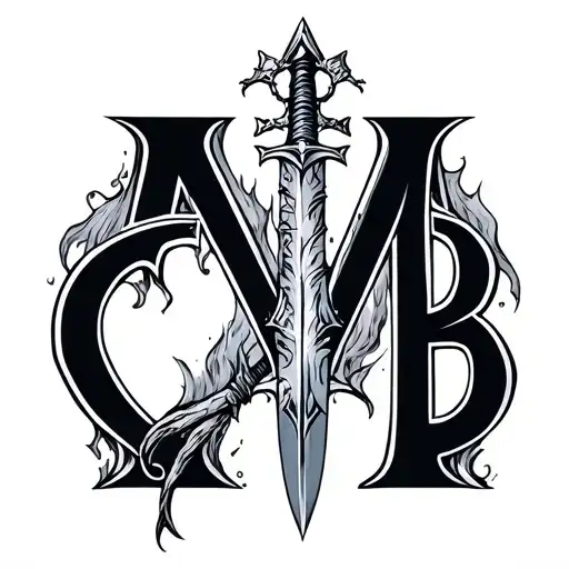 Letters Cmb With A Sword Emerging From The Letter M
