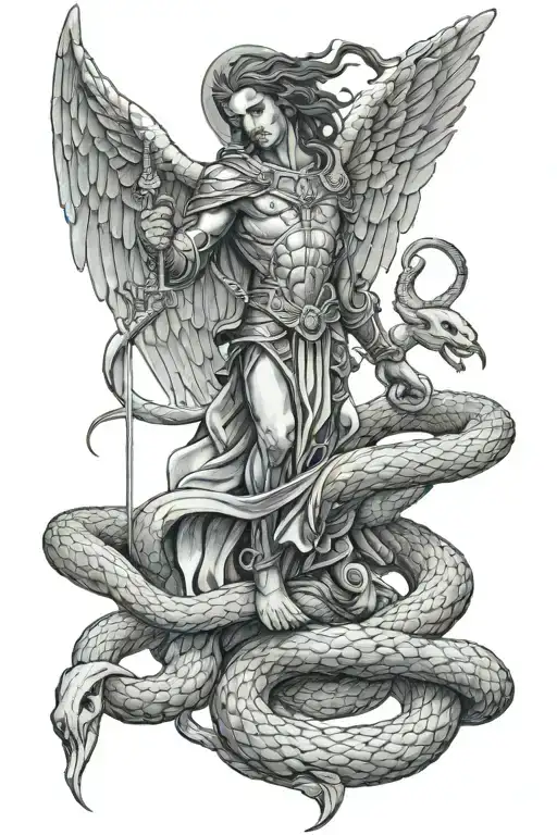 Archangel Michael Killing Slithering Snake