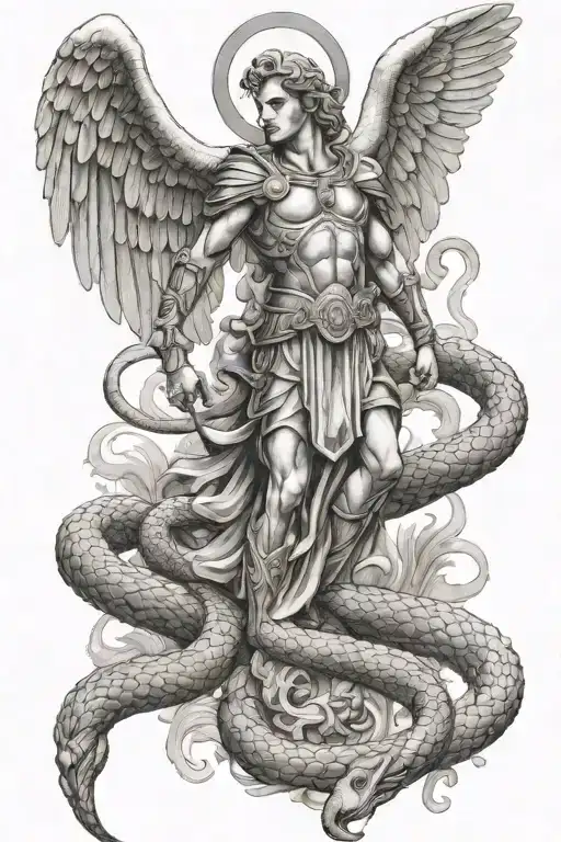 Archangel Michael Killing Slithering Snake