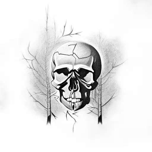 Skull On Ground In The Woods