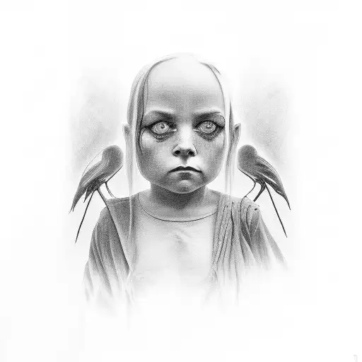 Black Pupils Somber Look Possessed Child