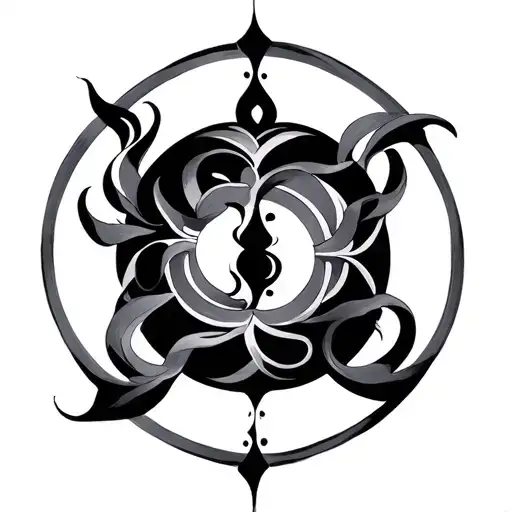 Hindhu Circle Tattoo Design Combining