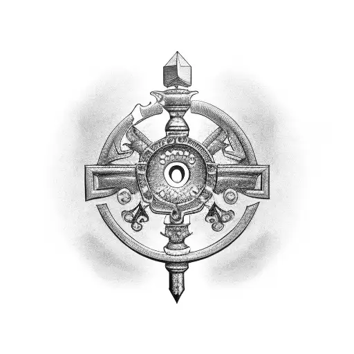 Keyhole With Crossed Key And Dagger