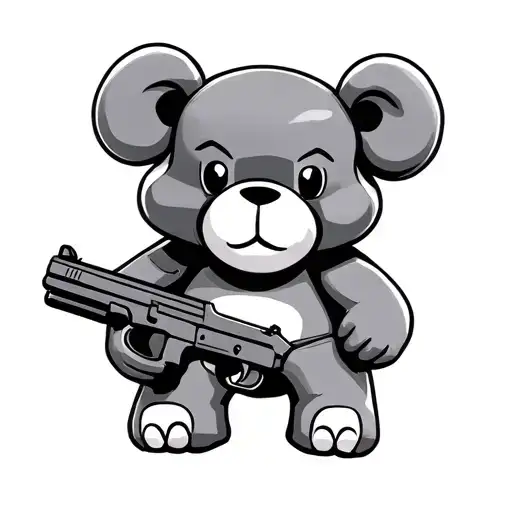Kaws Bear Holding Gun