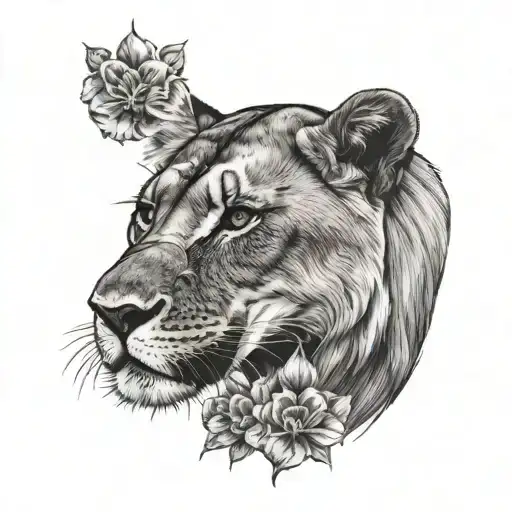 Lioness With Baby Foot Print