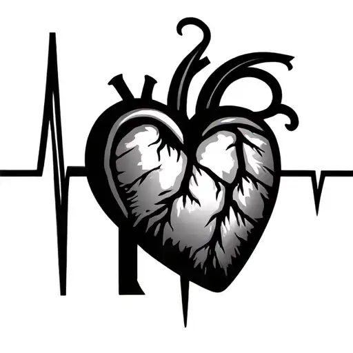 Ekg Beats With Heart Symbol And Letter R