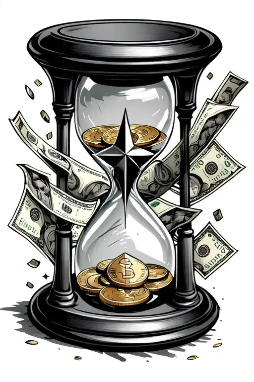 Hourglass With Money Falling Star