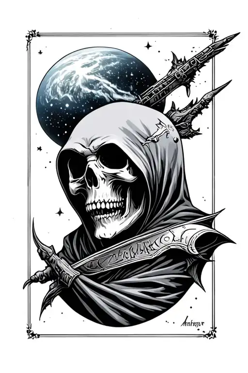 The Subject Matter Is Outer Space And The Universe Combined With The Grim Reaper
