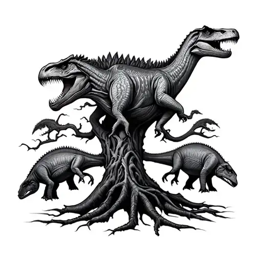 Yggdrasil Tree With Dinosaures