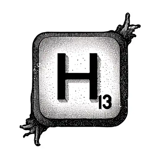 Fine Line Scrabble Tile Letter H With Score Of 13