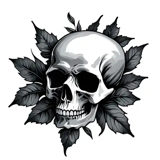 Skull Flower Falling Leaves