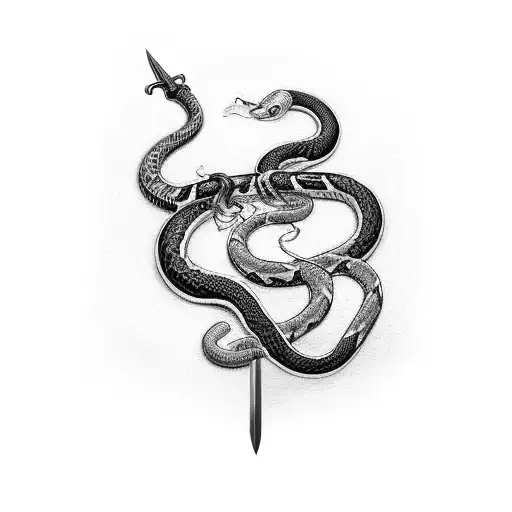Sword With Snake Tangled