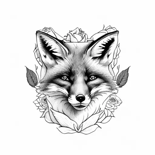 Fox Smelling A Rose